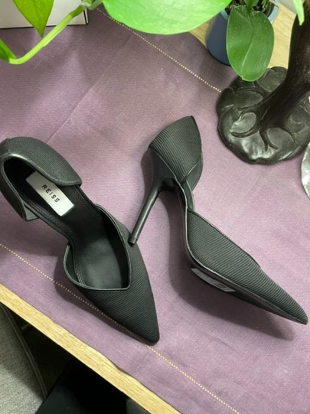 REISS Banyard Stiletto D'Orsay Pumps in Black Size US 7.5 / EU 38 Brand New NWT